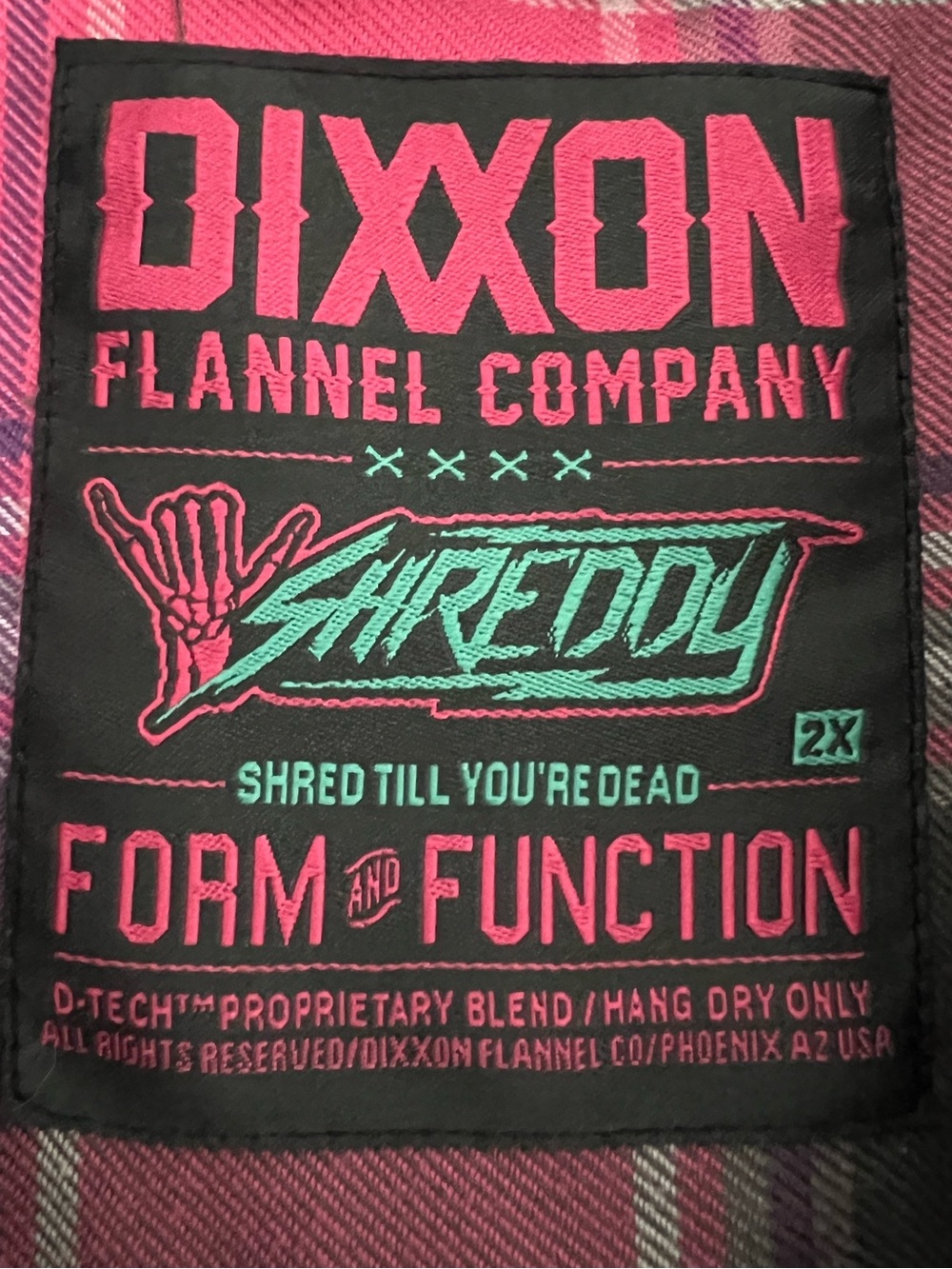 Dixxon Flannel Company Shredder Pink Plaid Button Up Shirt D-Tech Western Biker - Picture 8 of 8